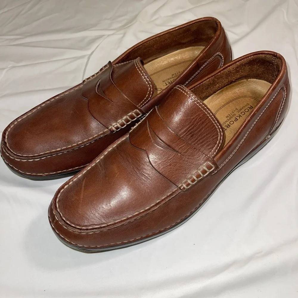 Vintage ROCKPORT Leather Penny Loafer Brown DMX Comfort 10M Academia Grandpacore